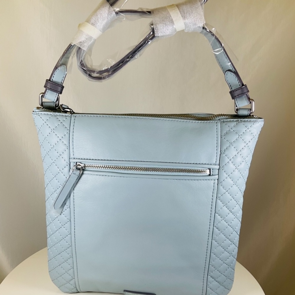 Vera Bradley Soft Leather Hipster Crossbody Purse Light Blue - Picture 2 of 6